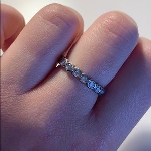 Pandora sterling silver band of gems